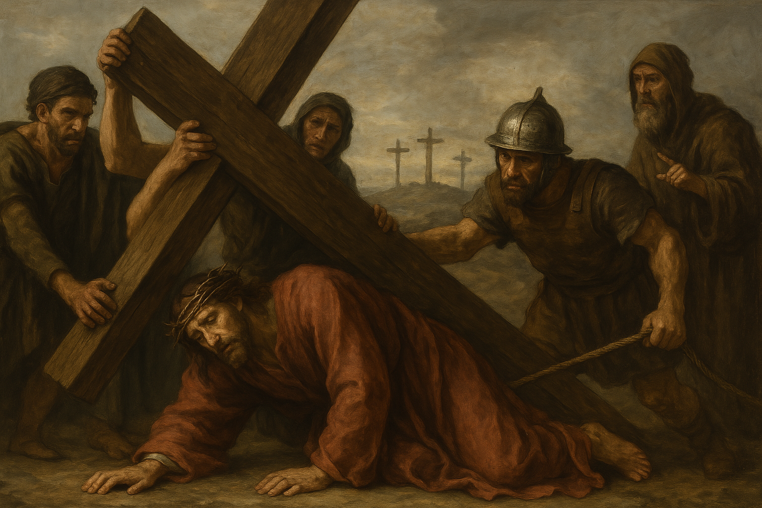 Jesús es cargado con la cruz